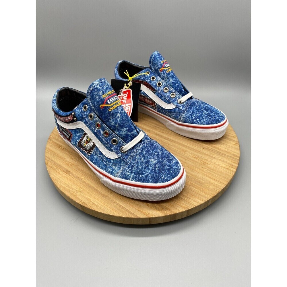 Vans Shoes Mens 7.5 Womens 9 Blue 90s Cobra Karate Canvas Denim Skate Sneakers - Picture 3 of 15